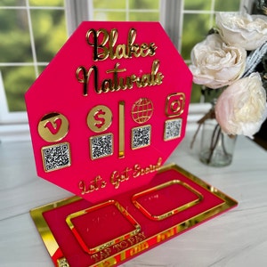 Enseigne de code QR pour entreprise, lecteur de carte Square personnalisé, enseigne de paiement Square Vendor Square, enseigne de médias sociaux pour petite entreprise