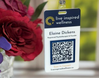 Credencial de empresa con código QR NFC inteligente: Cordón para ferias comerciales