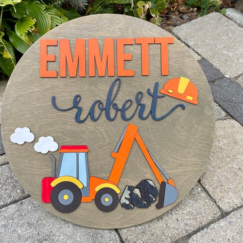 Personalized Name Construction Wall Decal Custom Name Etsy