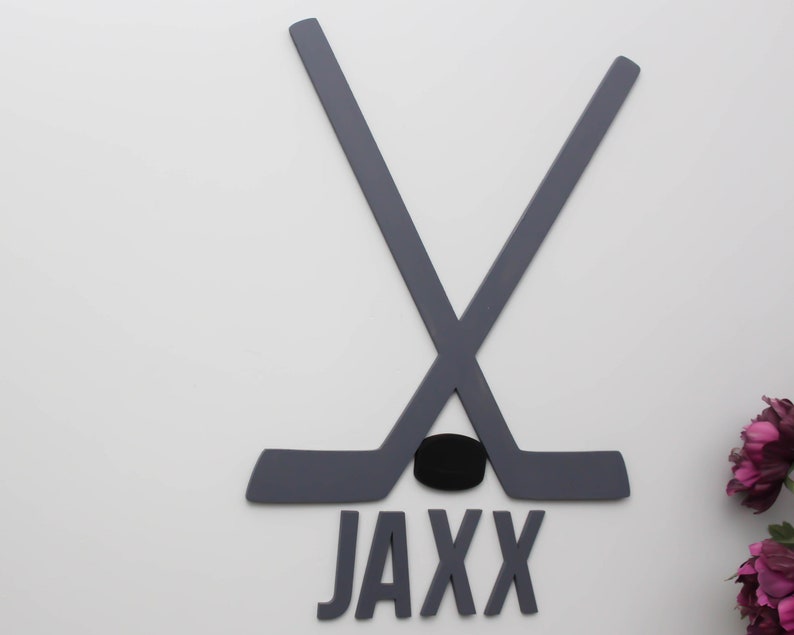 Hockey Sticks and Puck Wall Art Boys Hockey Bedroom Hockey Etsy Canada