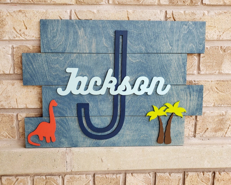 Dinosaur Decor Dinosaur Wall Art Kids Name Sign Dinosaur Etsy