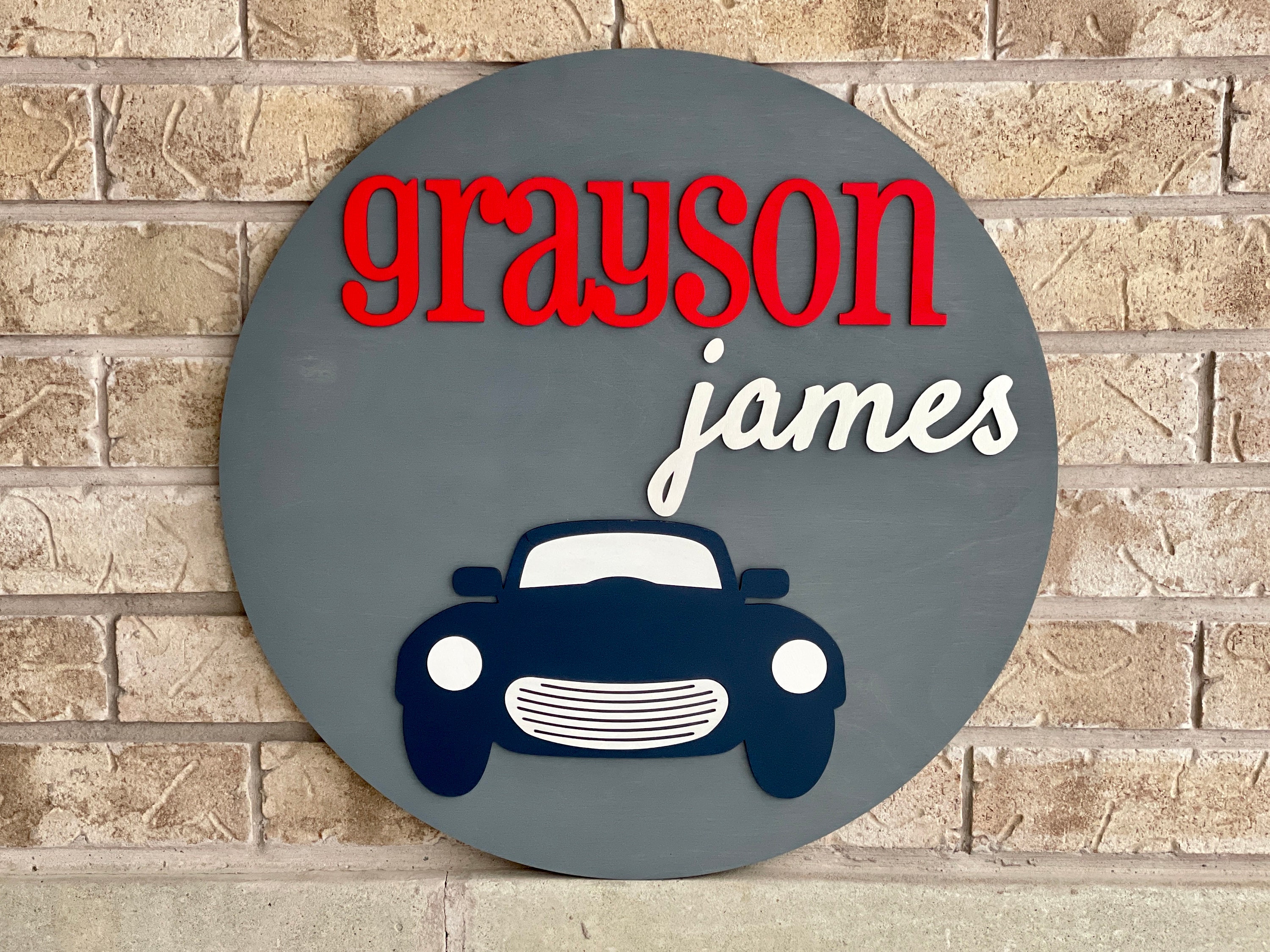 Classic Car Nursery Decor Vintage Car Nursery Round Name Etsy Canada