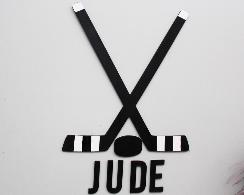 Hockey Sticks and Puck Wall Art Boys Hockey Bedroom Hockey Etsy Canada