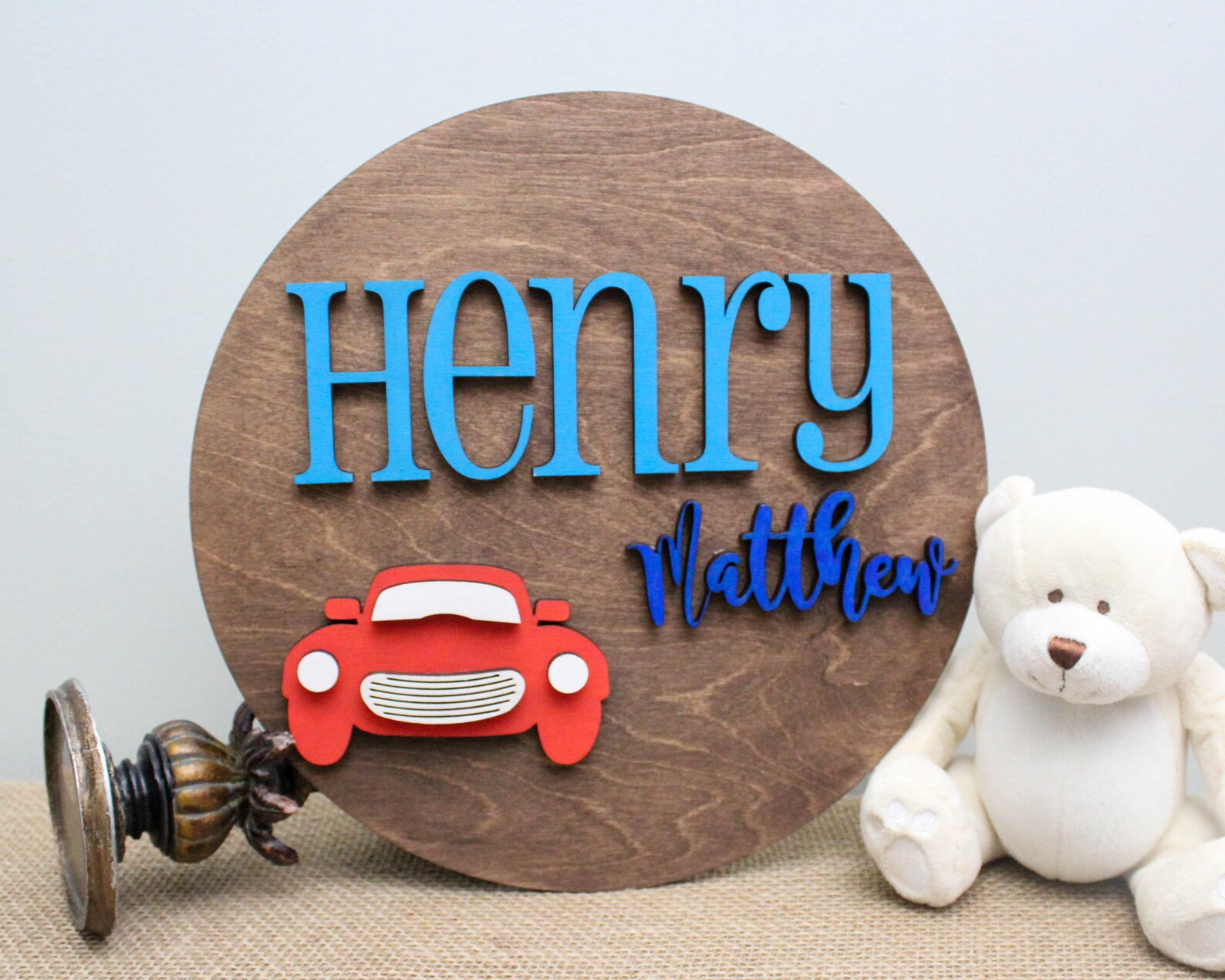 Classic Car Nursery Decor Vintage Car Nursery Round Name Etsy Canada