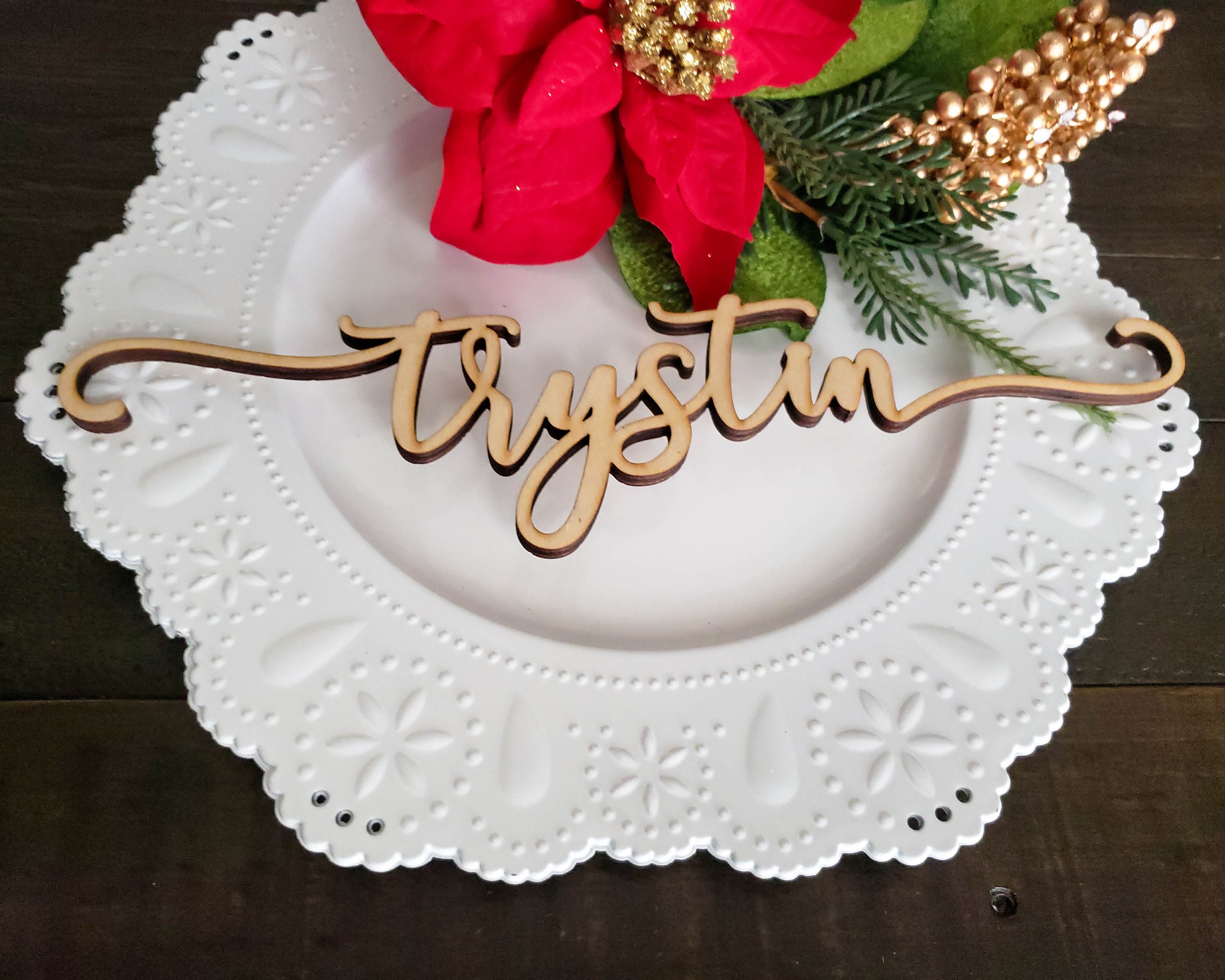 Christmas Name Place Setting Guest Name Place Cards Laser  Etsy