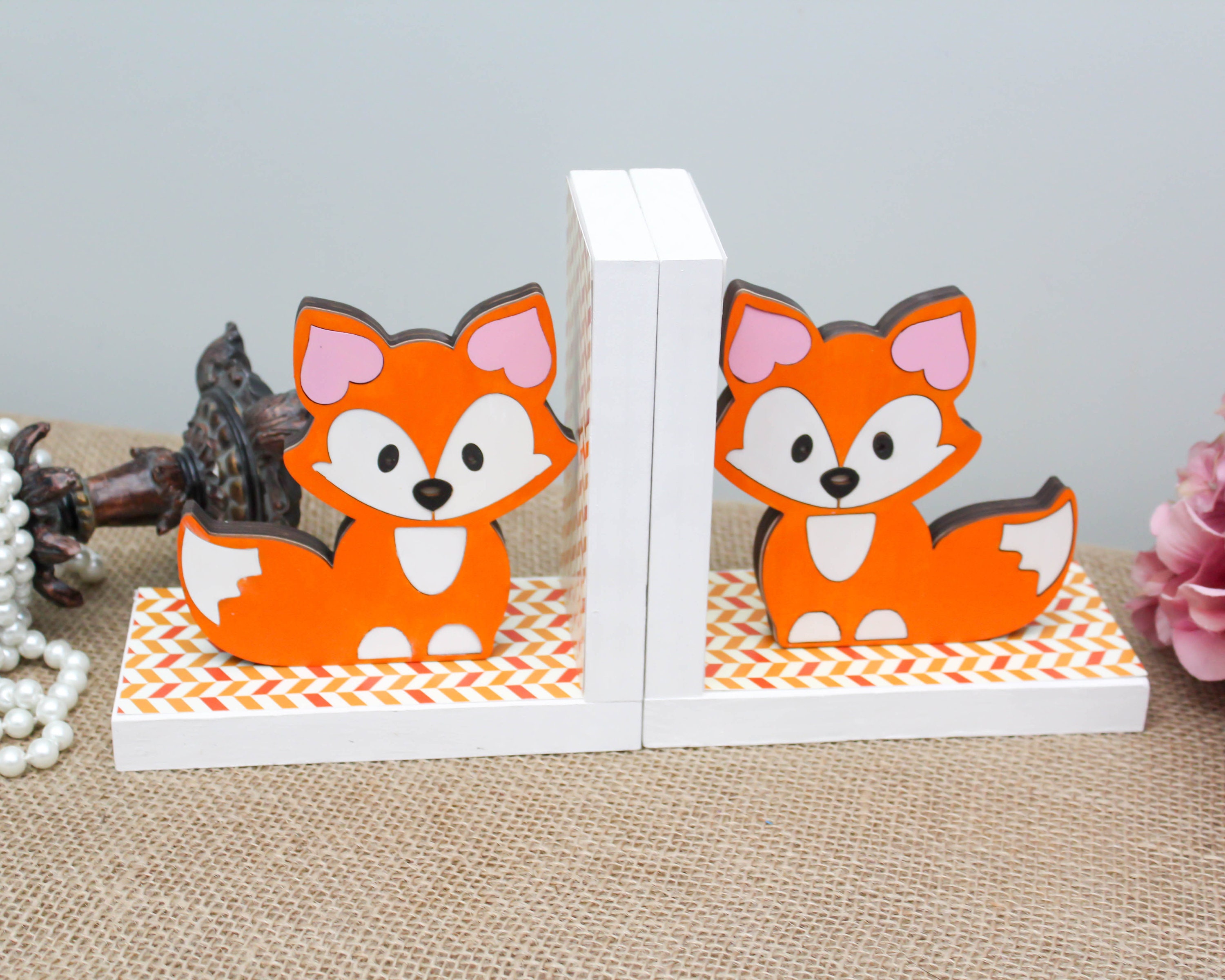 Baby Fox Bookends Baby Shower Gift Woodland Nursery Decor Etsy