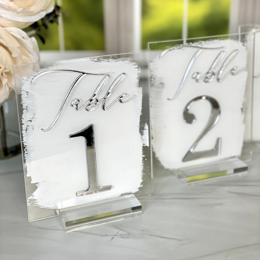 Painted Rectangle Acrylic Table Numbers Personalized Wedding Etsy UK