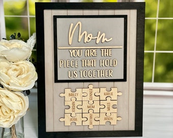 Mom You Are The Piece That Holds Us Together, Mum Puzzle Sign, Personalized Gifts For Mom, Mother's Day Gift Idea, Family Sign Puzzle Pieces