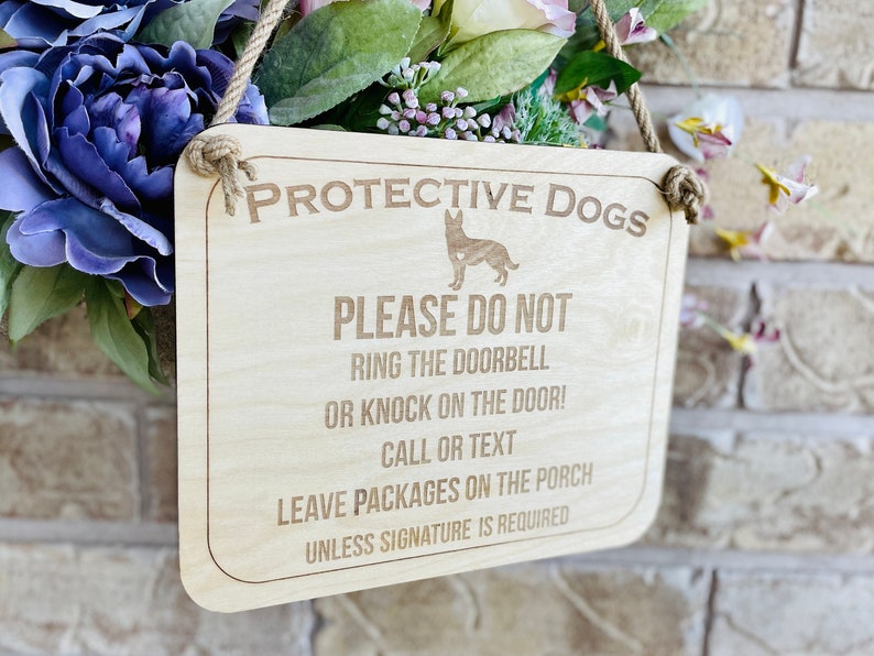 Protective Dogs Don't Ring the Bell Sign Do Not Knock Etsy Canada