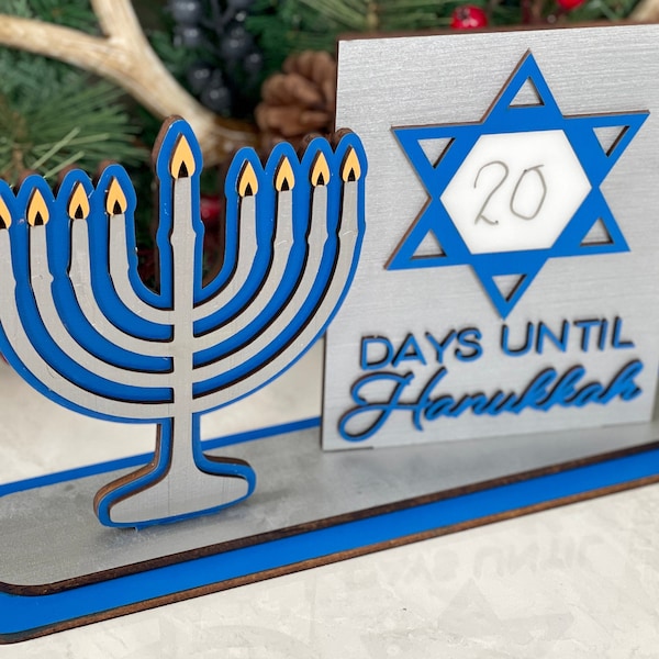 Days until Hanukkah Countdown Reusable Sign, Festival of Lights Countdown, Hanukkah Decorations, Jewish Holiday Countdown, Jewish Gift