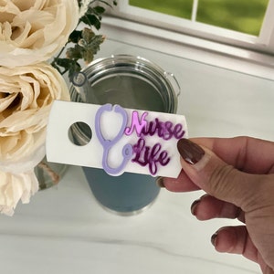 Nurse Tumbler Lid Cover: Acrylic Name Tag for Stanley/Yeti