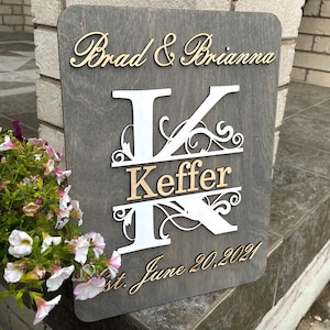Family Name Sign Wood, Unique Wedding Gift For Couple, Last Name Sign In Wood, Housewarming Gift, Wedding Decor, Established Sign