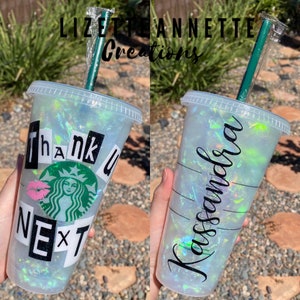Ariana Grande, Thank U, Next, Starbucks Cup, Reusable Cup, Thank You Next,  Dangerous Woman, 24oz, Cup with straw, Lips