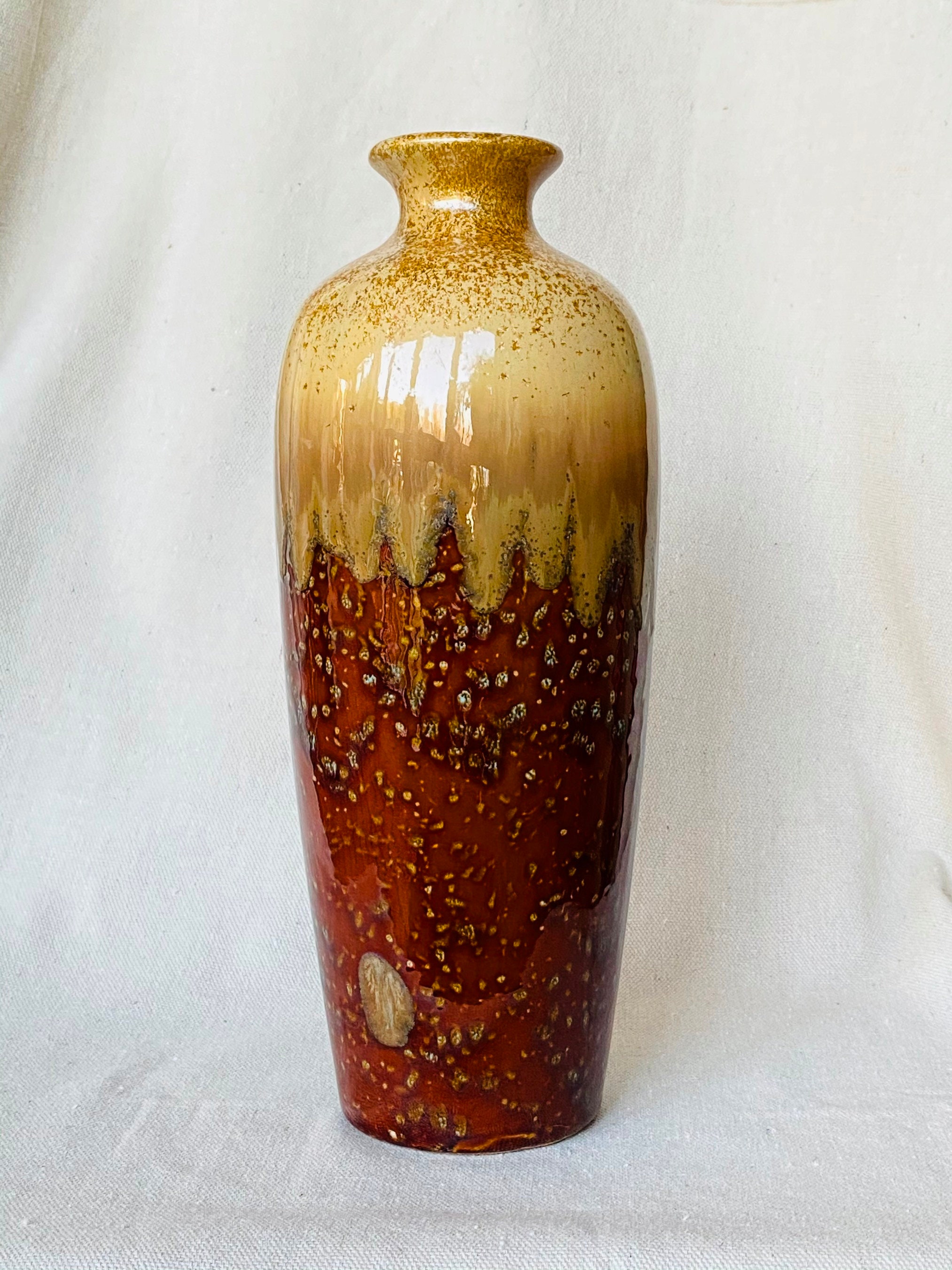 Glazed Ceramic TwoTone Brown Flower Vase Etsy