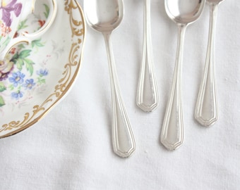 Vintage Demitasse Spoons Coffee Spoons ~ Four Art Deco Silver Plate Small Spoons High Tea ~ Food Styling Photo Props EPNS Silverplate