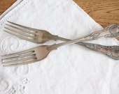 Photography Props Food Styling Two Rustic Silver Plate Forks Kings Pattern Tarnished EPNS Flatware Farmhouse Kitchen 38