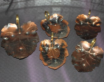 Set of 5 Coppercraft Guild Leaf Bowls, Trays, Ash Trays, Trinket Dishes