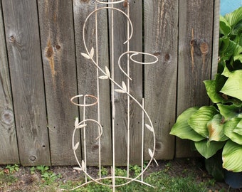Decorative White Wrought Iron Ring Plant Stand, Plant Holder