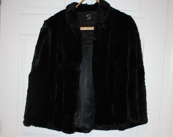 Vintage Soft Black Fur Cape