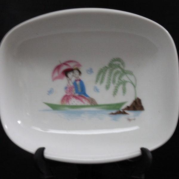 Rosenthal Peynet Kunstabteilung Selb, Victorian Couple in a Rowboat Trinket Dish, Coin Tray Jewelry Holder, Signed and Numbered