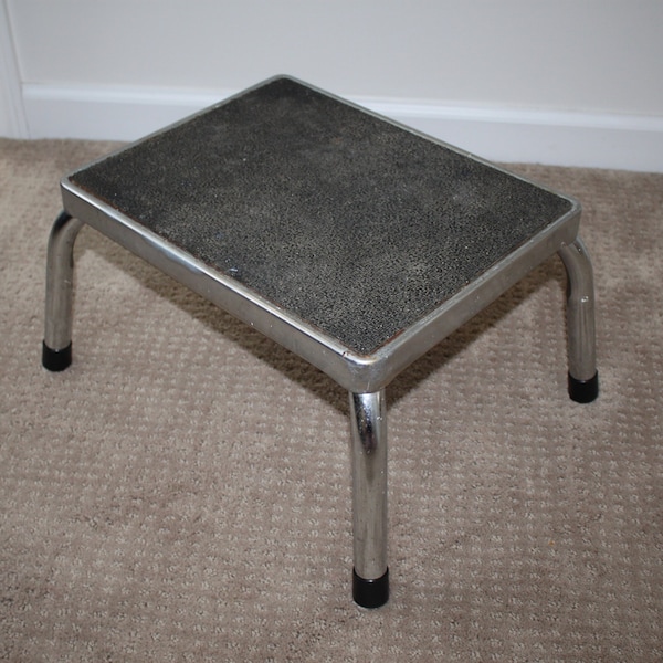 Vintage Metal Medical Step Up Stool, Seating, Display, Plant Stand, Modern, Industrial