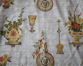 Pair of Funky Floral Fiberglass Curtains Plus