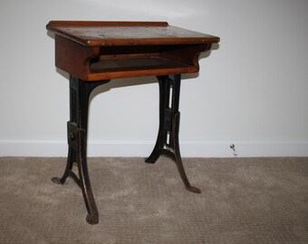 antique childrens desk with attached chair