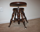 Ball and Claw Foot Piano Stool, Maple Piano Stool, Glass Ball, Metal Claw Foot