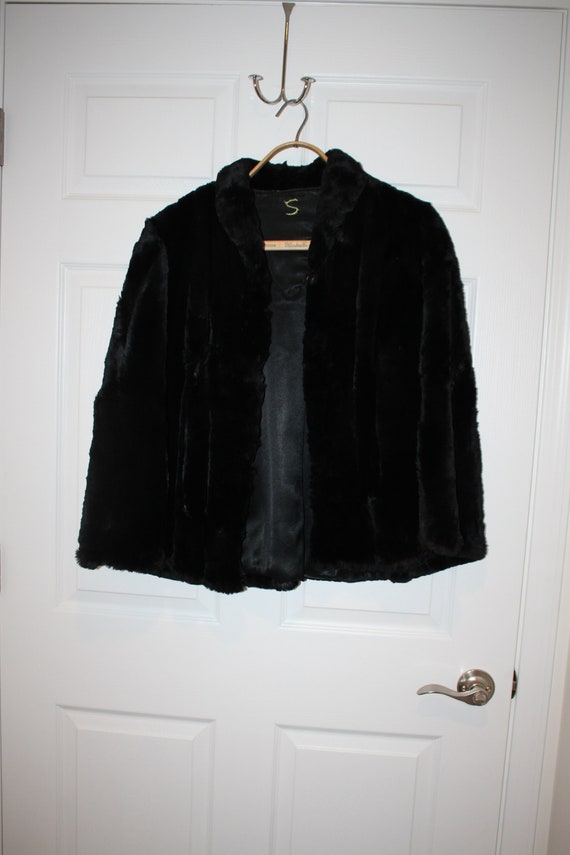 Vintage Soft Black Fur Cape - image 1