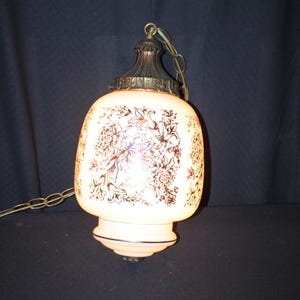 Vintage Hollywood Regency Iridescent Glass Swag Lamp