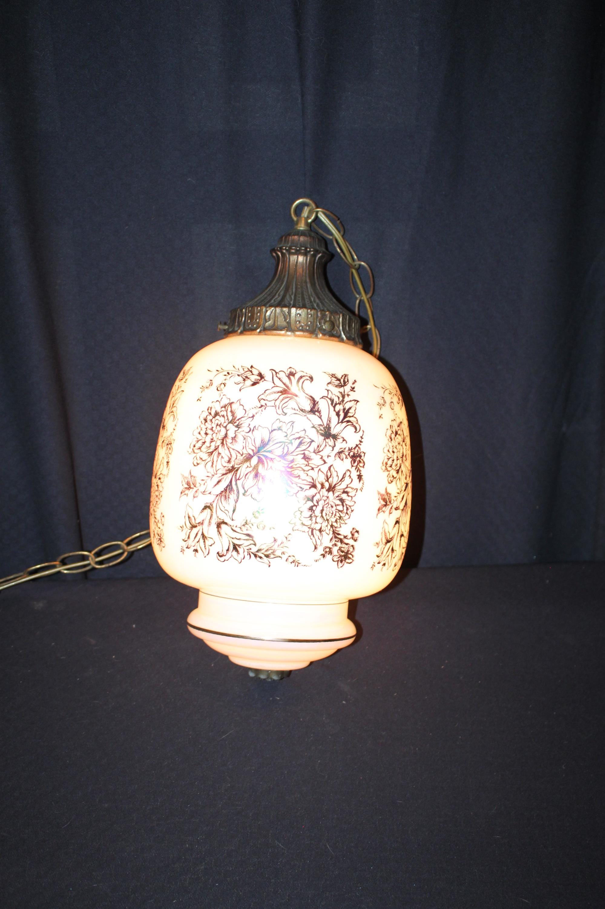 Vintage Hollywood Regency Iridescent Glass Swag Lamp - Etsy