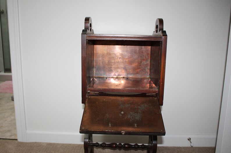Copper Lined Humidor Smoking Stand Cigar Side Table Etsy