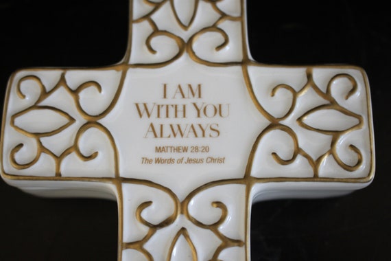 Ceramic Cross Trinket Box, I Am With You Always - image 4