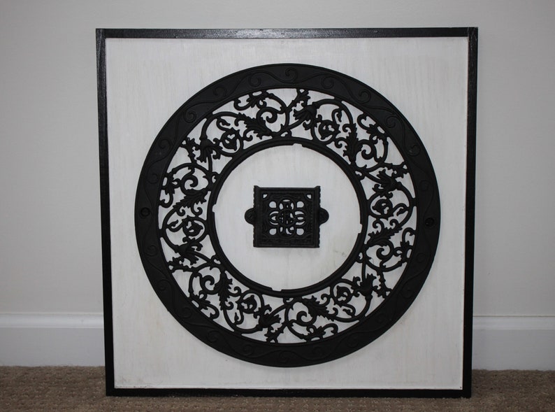 Mounted and Framed 2 Cast Iron Grates Circular and Square Etsy
