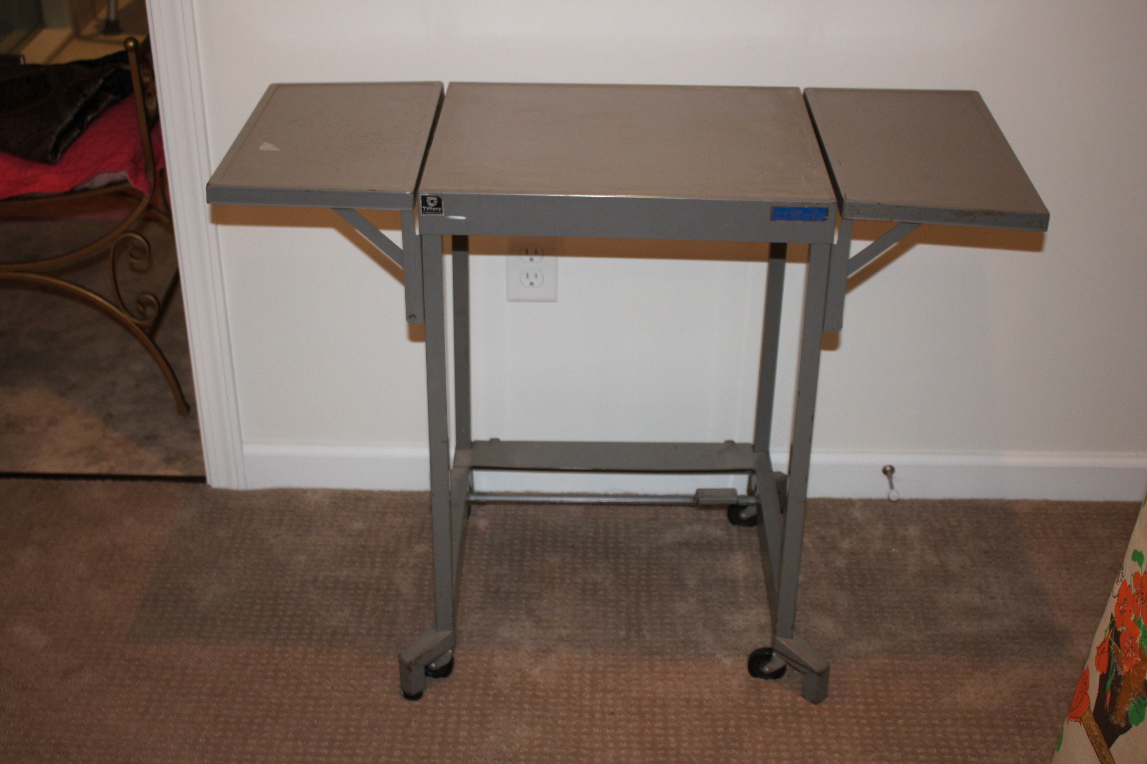 Tiffany Industries Vintage Metal Drop Leaf Typing Table