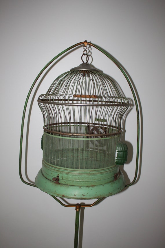 Hendryx Brass Bird Cage and Floor Stand With Feeders and Swing -  Israel