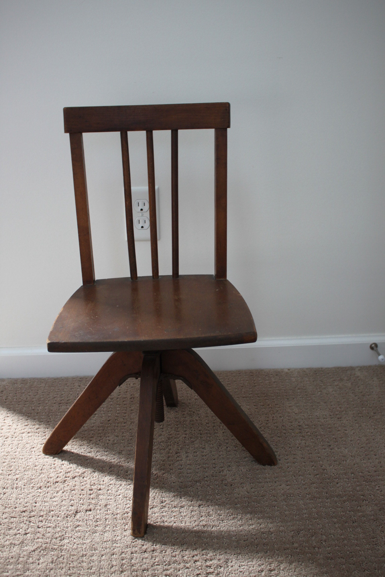 Antique Child S Wooden Desk Chair Swivel Free