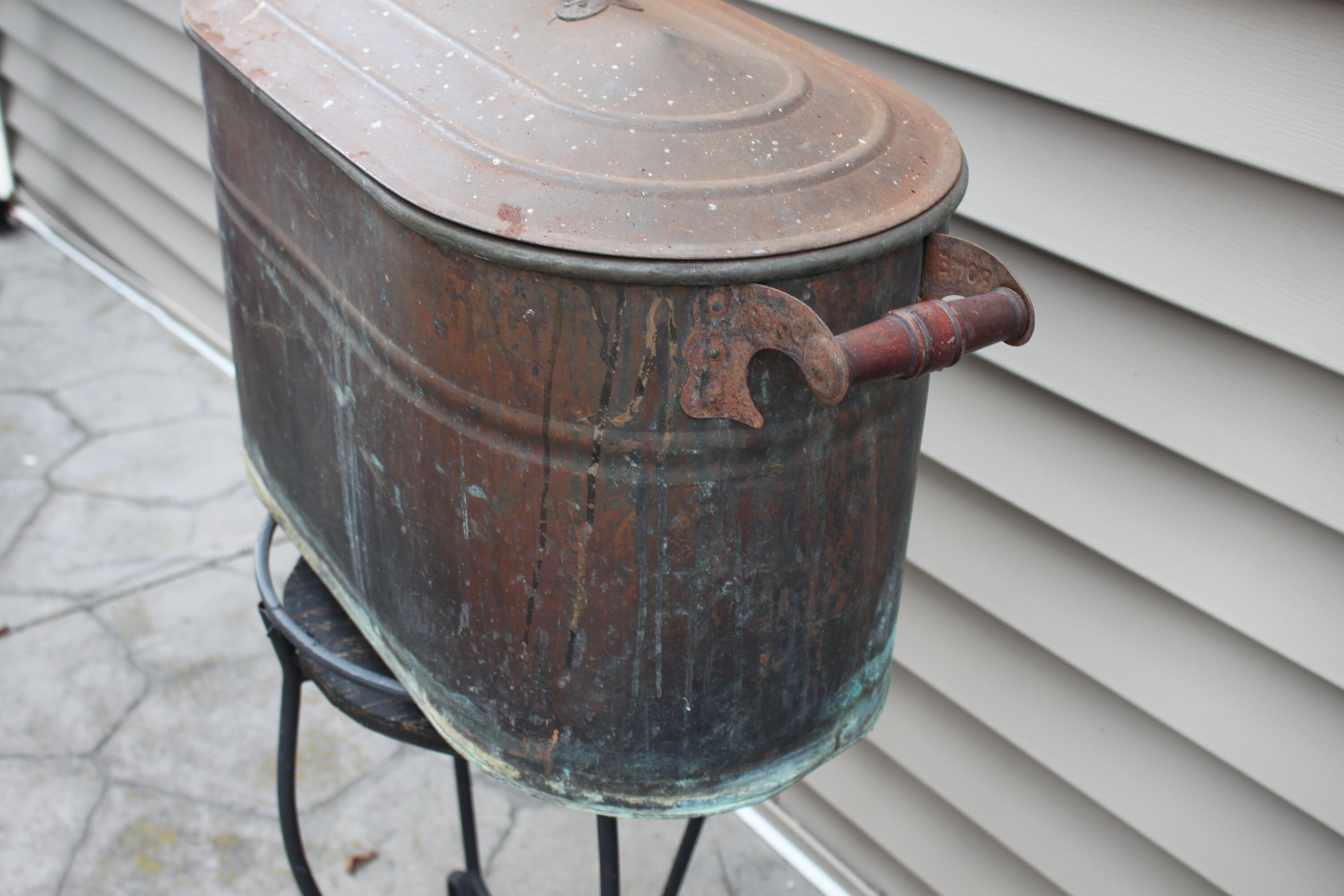 Antique Rome Copper Boiler Lidded Copper Tub Wash Tub Etsy
