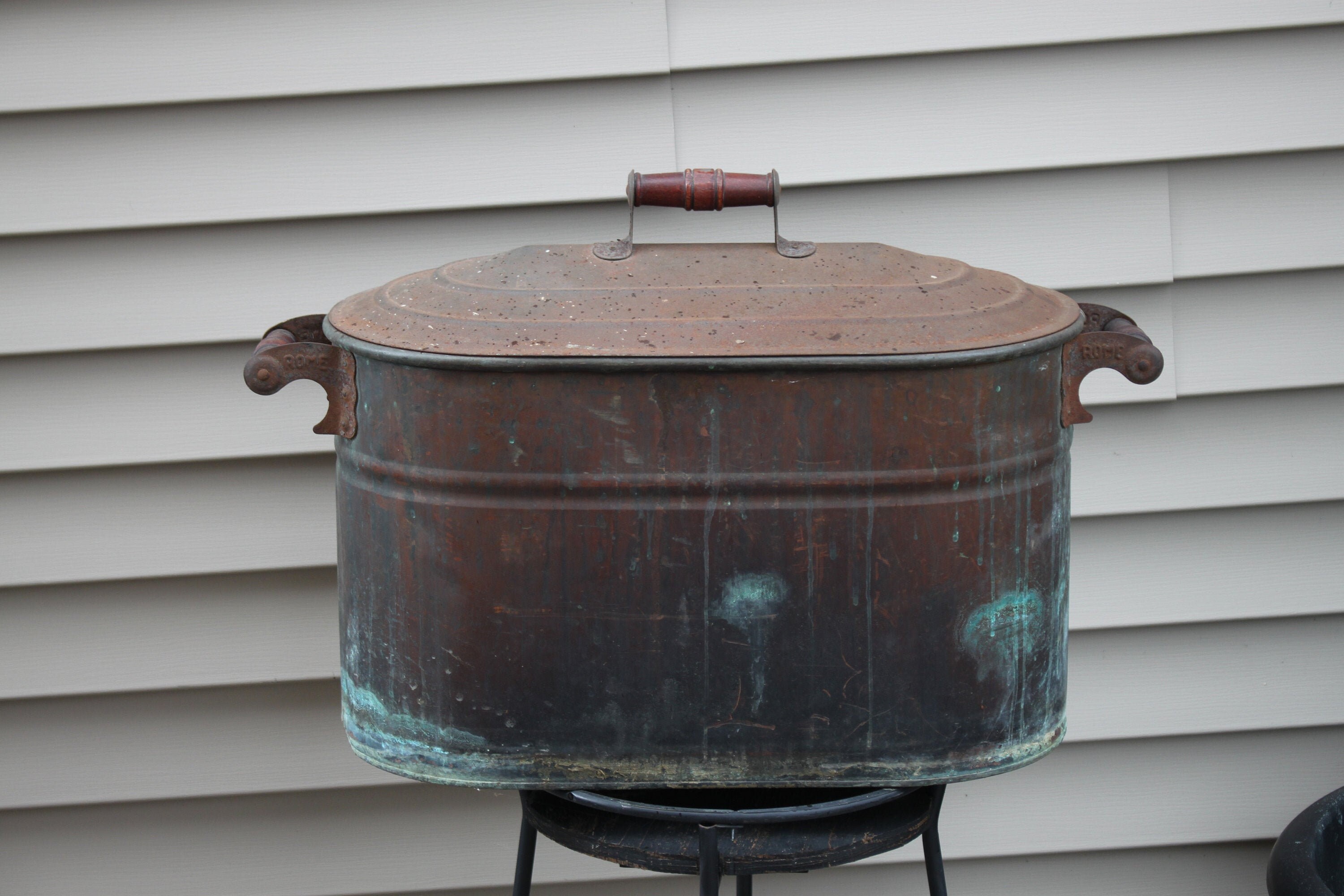 Antique Rome Copper Boiler Lidded Copper Tub Wash Tub Etsy