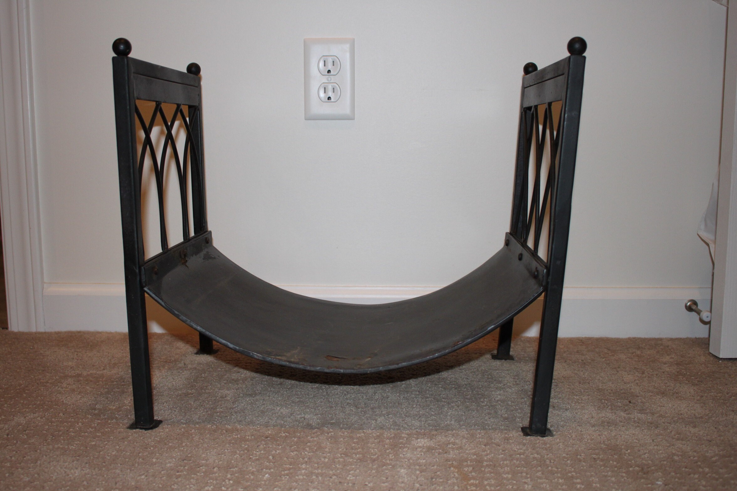 Black Metal Log Holder Magazine Holder Fireplace Accessory Etsy
