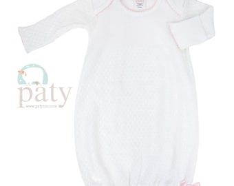 Paty White Gown with Choice of Trim Color