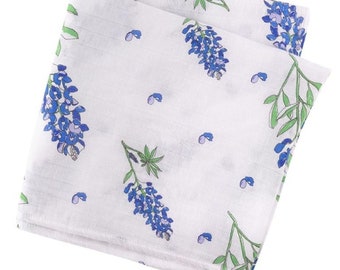 Bluebonnets Muslin Swaddle Blanket: Bamboo Cotton Blend