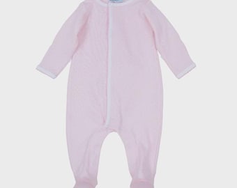 Magnolia Baby Pink with White Polka Dots Footie/Hat Set