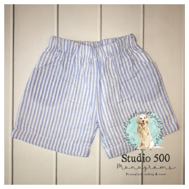 Seersucker shortsLight BlueSummerBeach PhotoChurchWedding