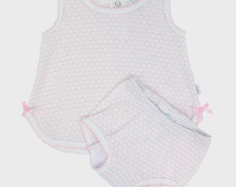 Paty Pink Pinstripe Sleeveless Diaper Set