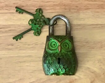 Antique Owl Door Lock And Keys