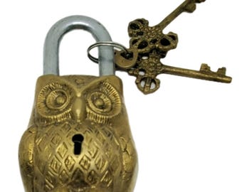 Antique Owl Door Lock And Keys