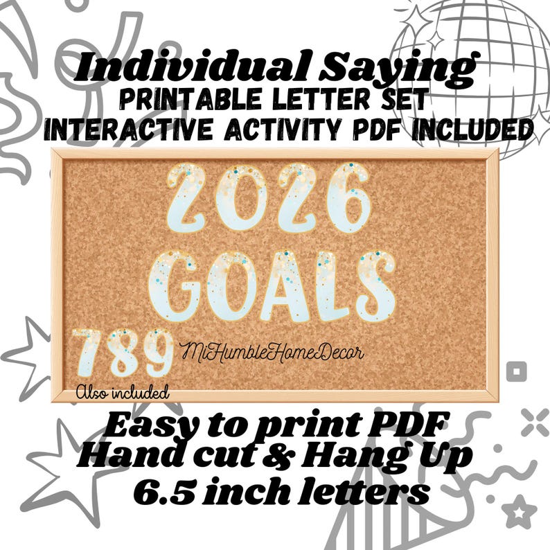 Goals Block Letters 2026 Goals Bulletin Board Letters | Printable New Year Display | 6.5 ...