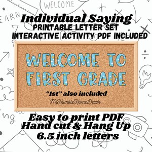Welcome to First Grade Bulletin Board | Printable Classroom Decor & Bonus Activity Pack