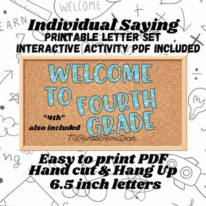 Welcome to Fourth Grade Bulletin Board | Printable Classroom Decor & Bonus Activity Pack